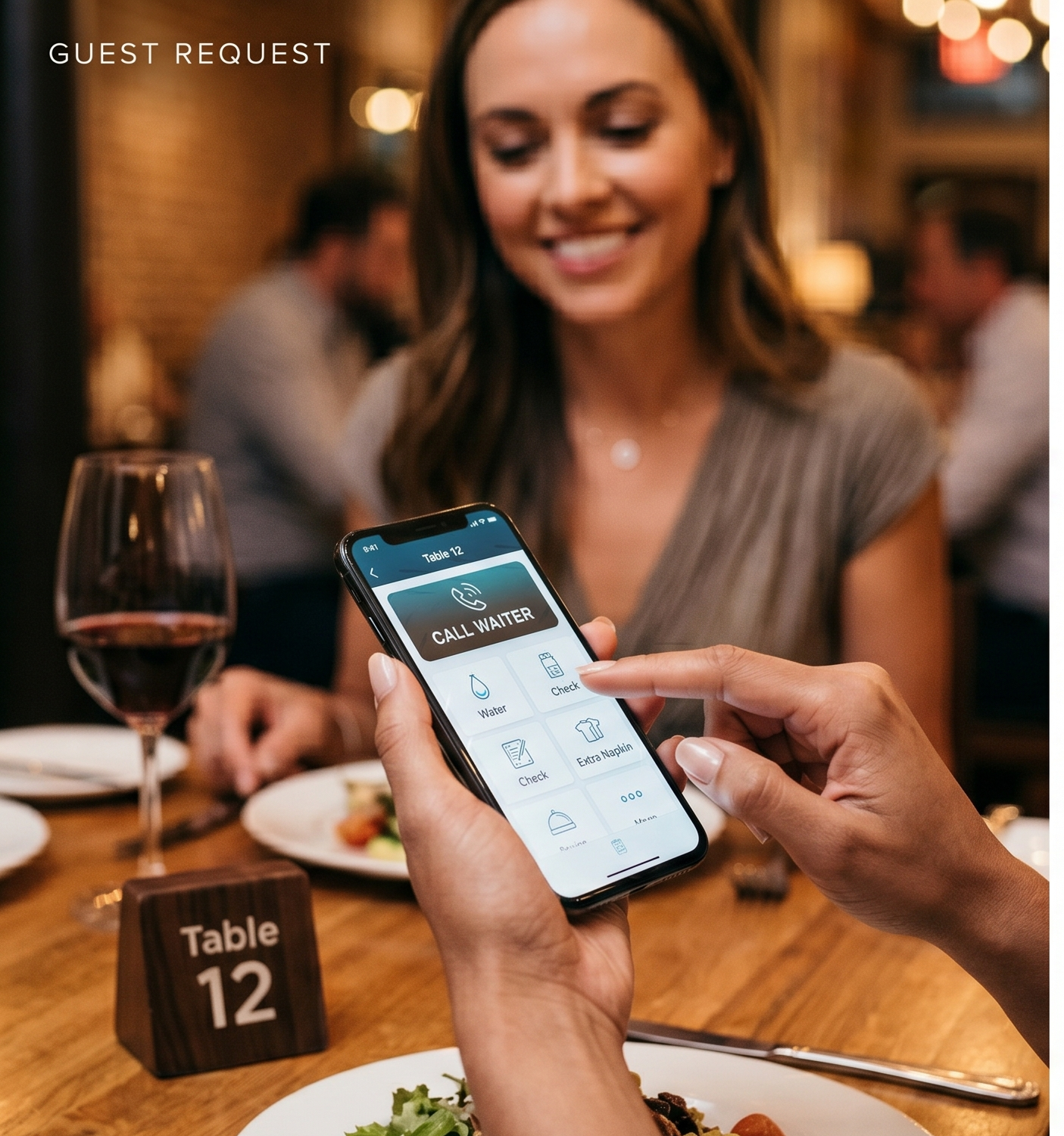 Guest scanning the table QR code with a phone