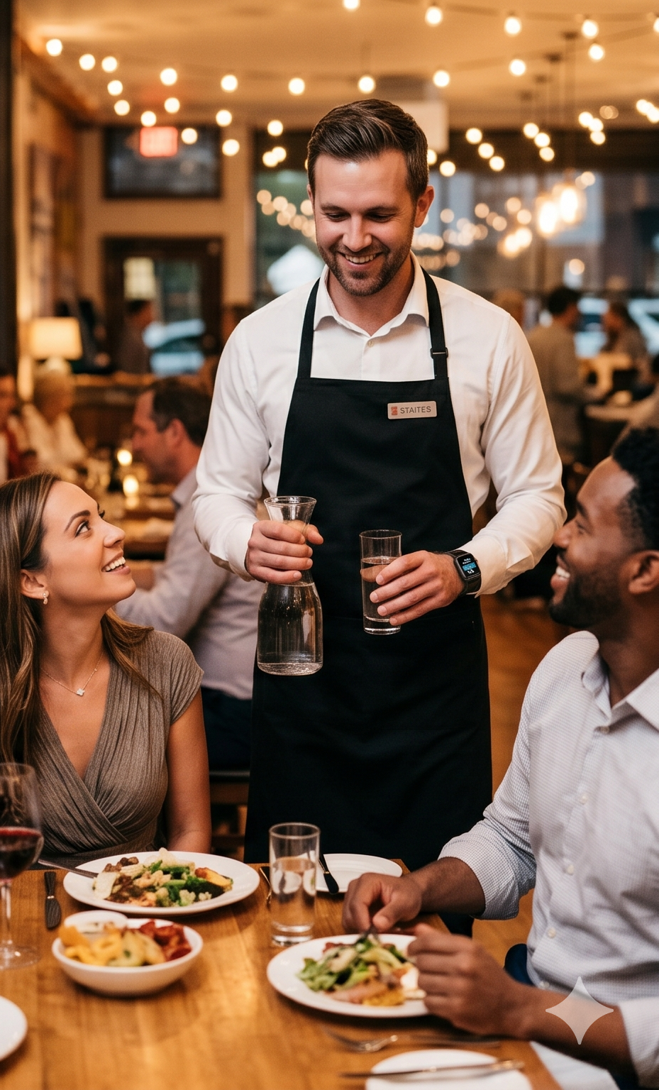 Waiter serving a table