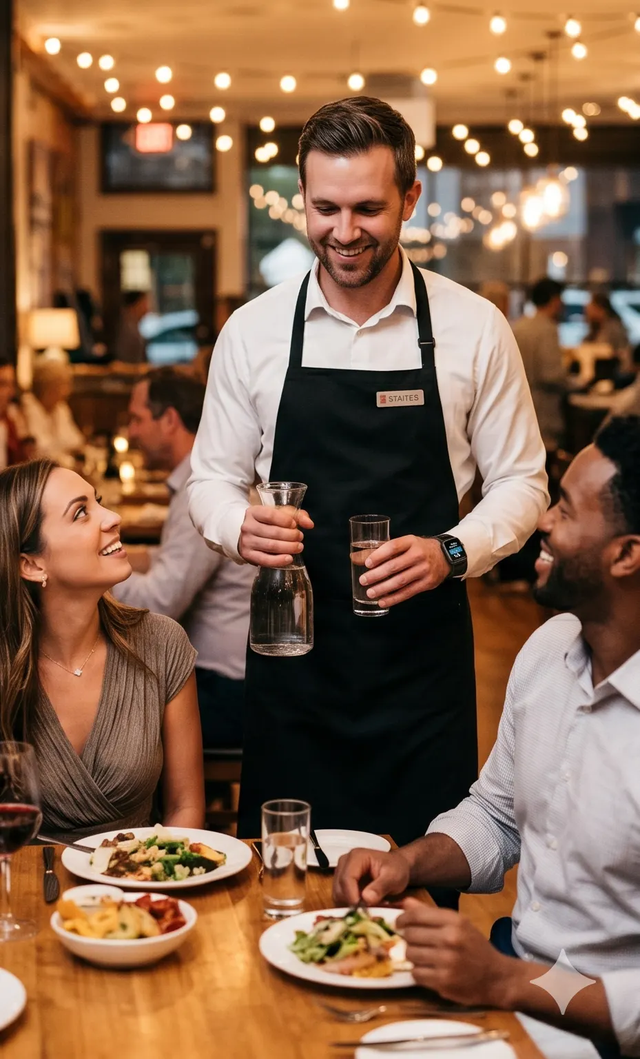 Waiter serving a table
